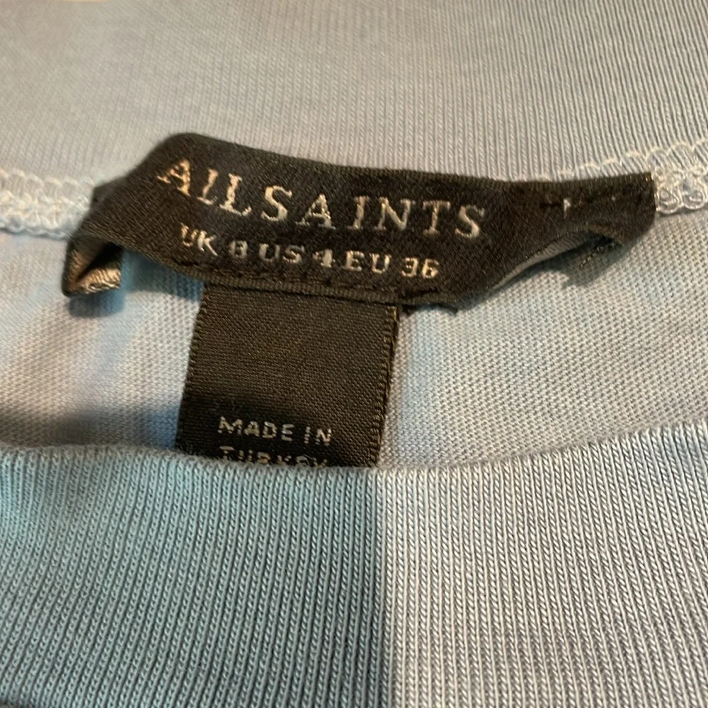 ALLSAINTS glacier blue organic cotton muscle Esme tee shirt size 4
